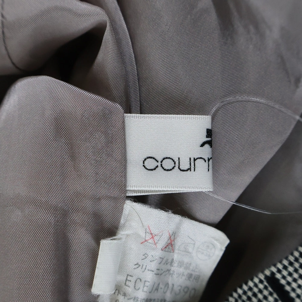 COURREGES(クレージュ) 半袖チェックワンピース ブラック×ホワイト