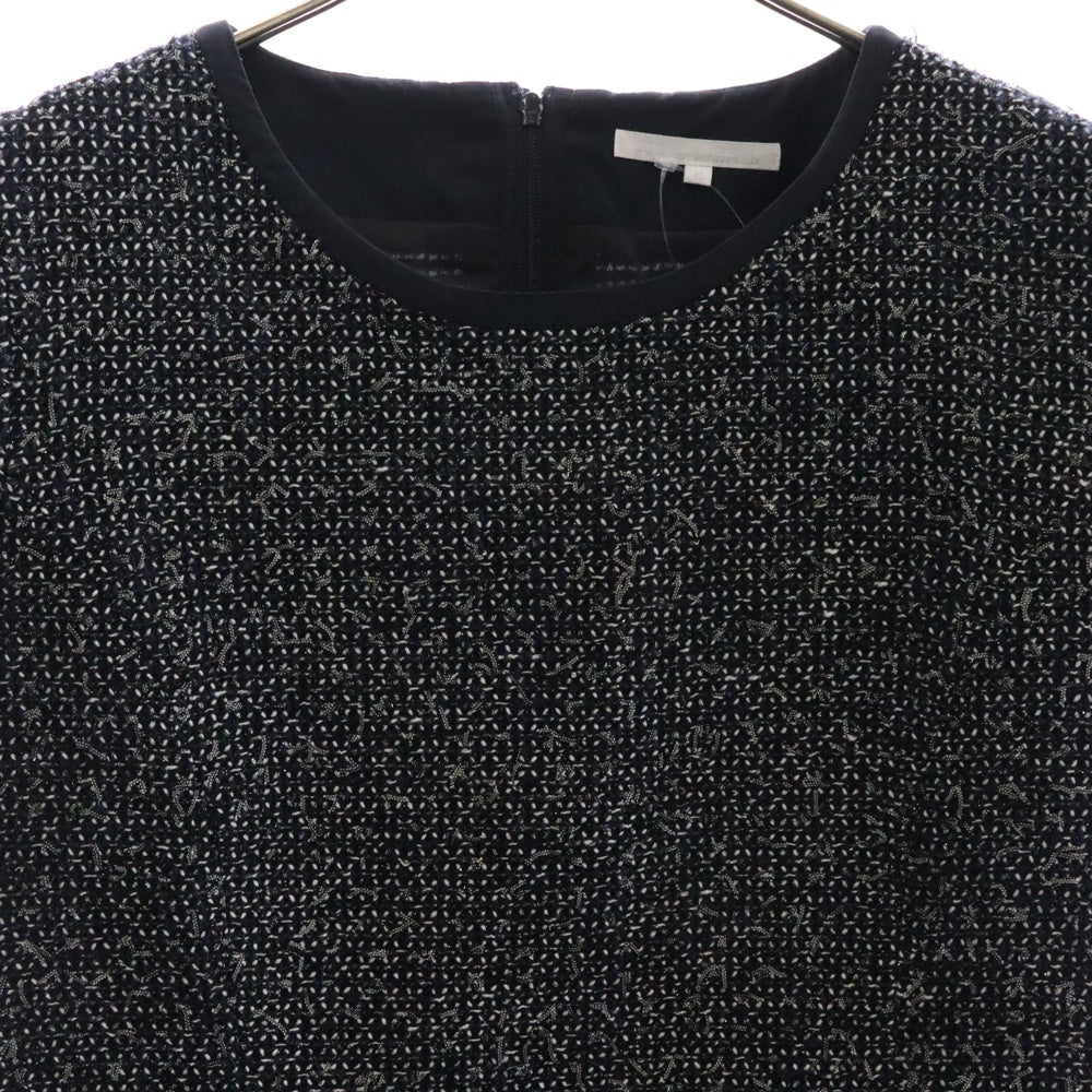 23区(ニジュウサンク) ツイード切り替え半袖ワンピース ネイビー