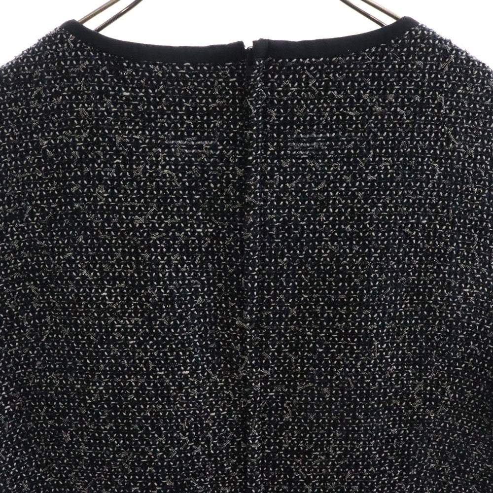 23区(ニジュウサンク) ツイード切り替え半袖ワンピース ネイビー