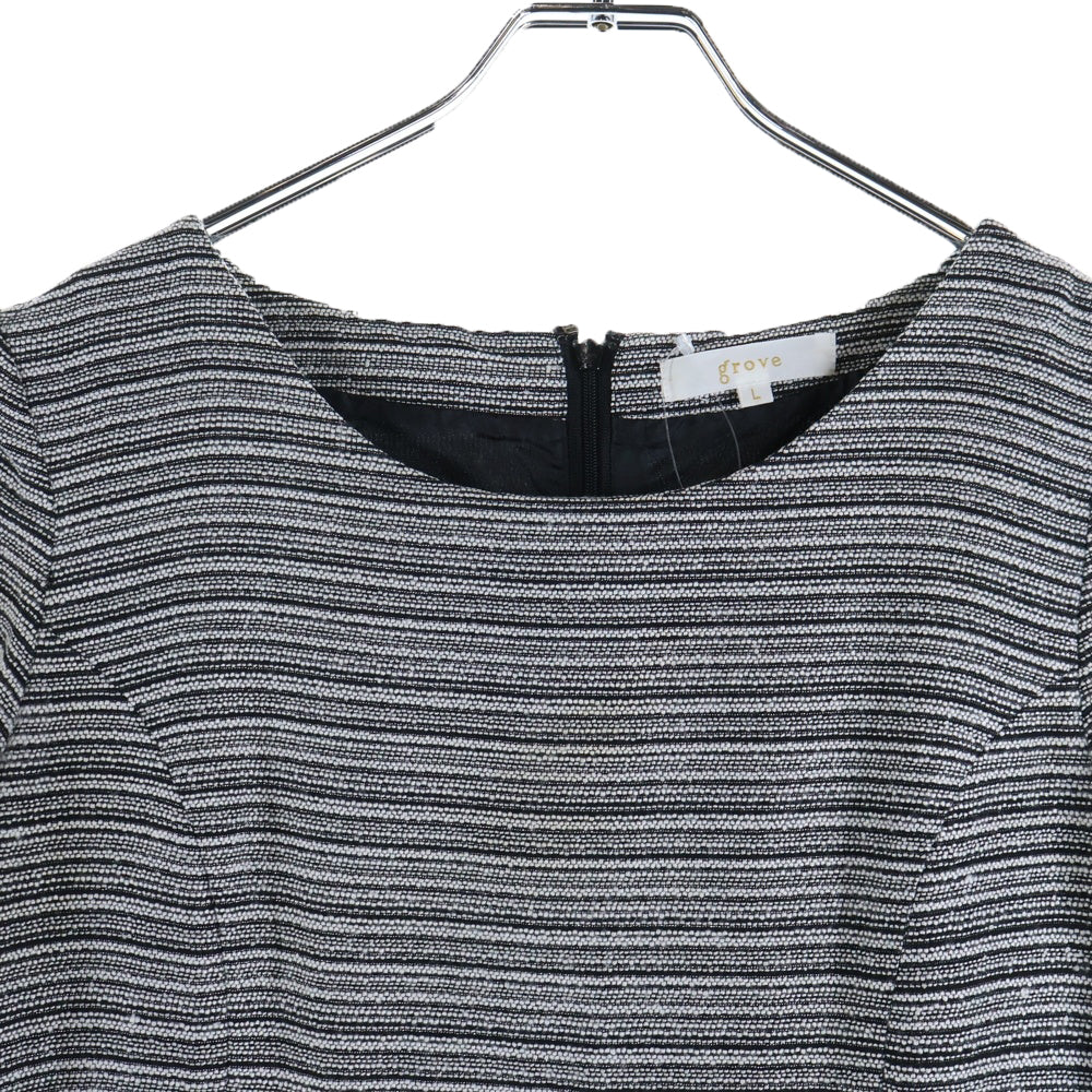 glove(グローブ) ラメ糸 ノースリーブ ワンピース ブラック×ホワイト