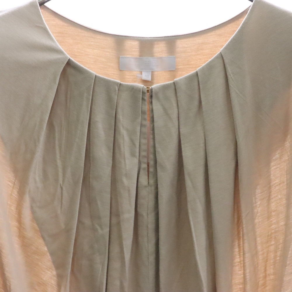 自由区(ジユウク) 切り替えコットンワンピース ベージュ×チャコールグレー