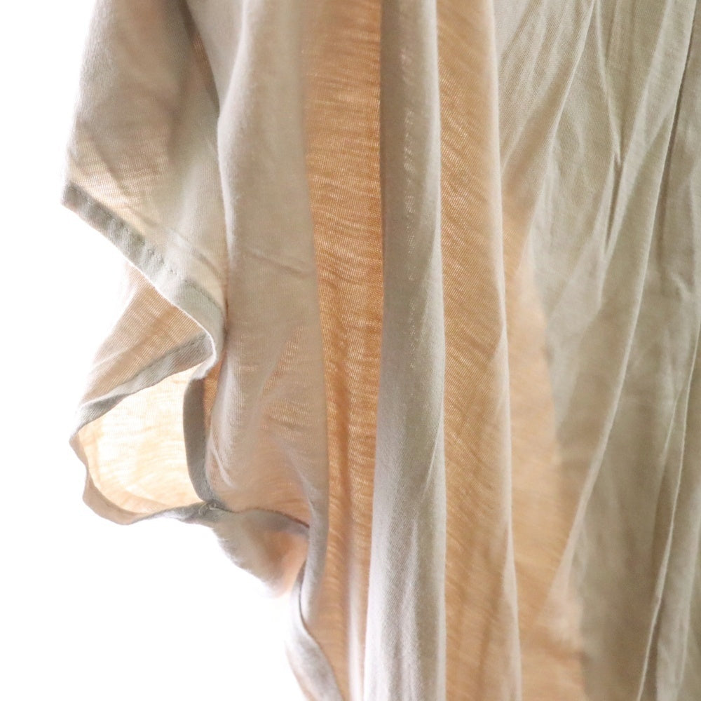 自由区(ジユウク) 切り替えコットンワンピース ベージュ×チャコールグレー