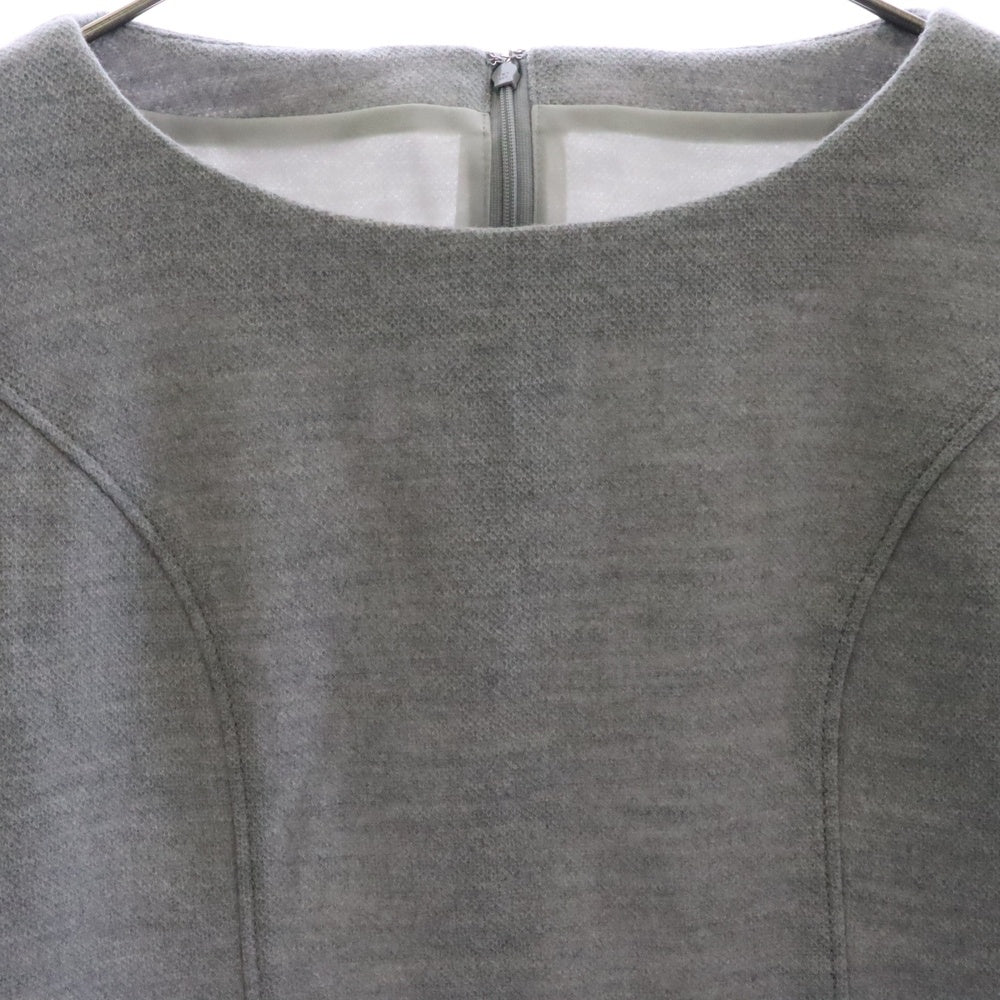 COURREGES(クレージュ) バックジップ 切り替えワンピース ライトグレー×ミントグリーン