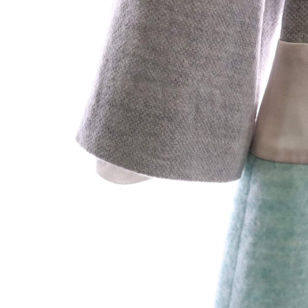 COURREGES(クレージュ) バックジップ 切り替えワンピース ライトグレー×ミントグリーン