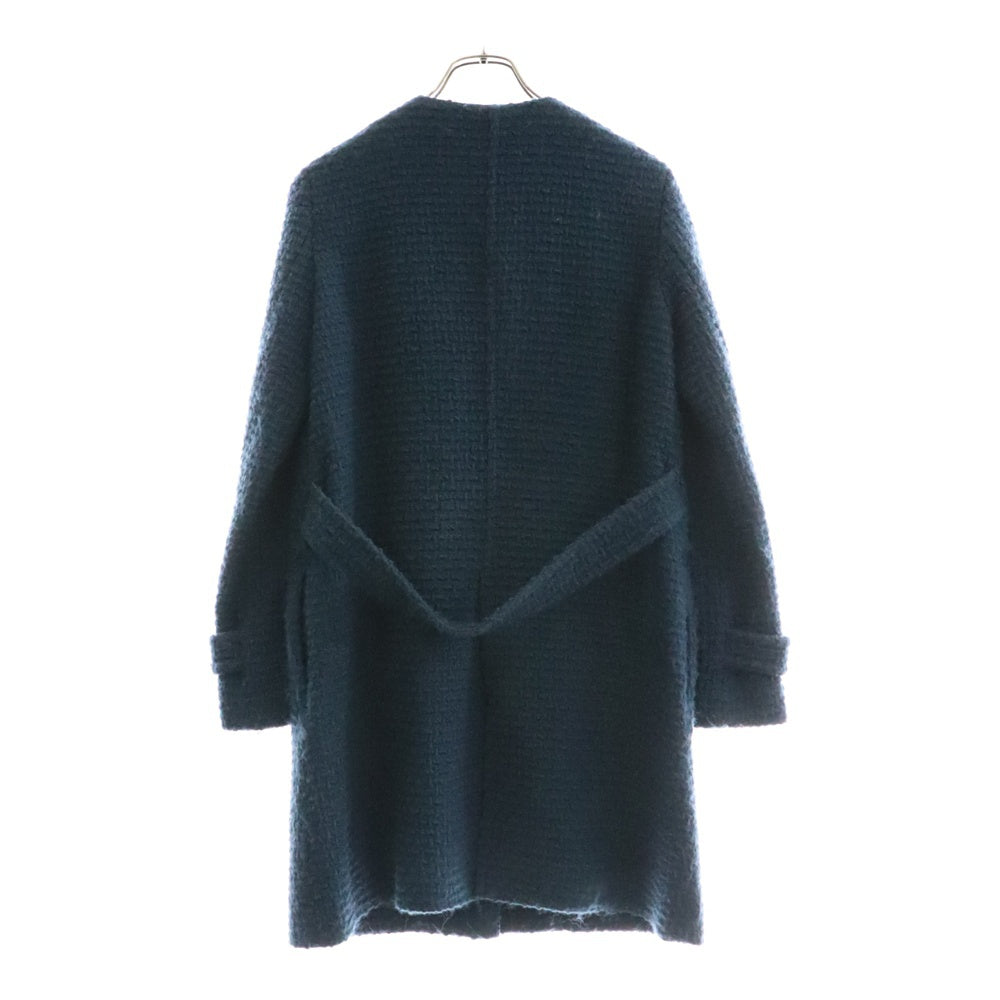 green label relaxing(グリーンレーベルリラクシング) ノーカラーツイードコート ターコイズブルー