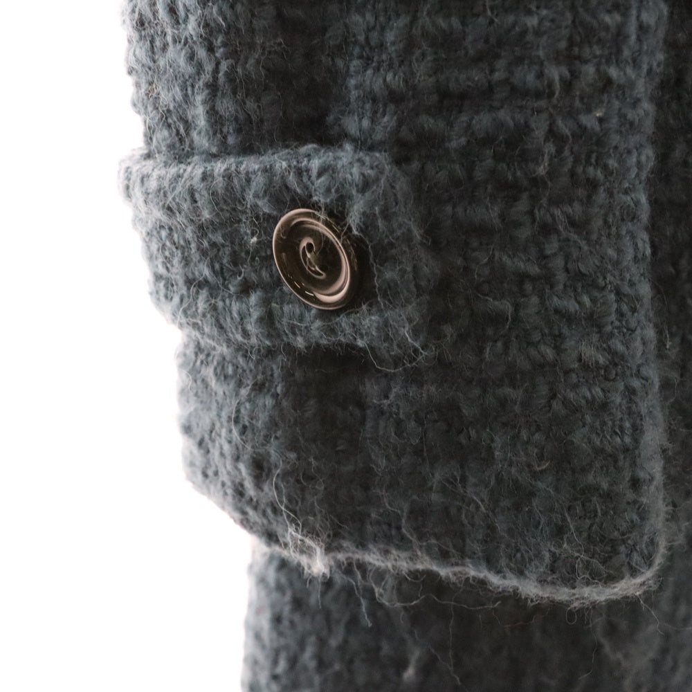 green label relaxing(グリーンレーベルリラクシング) ノーカラーツイードコート ターコイズブルー