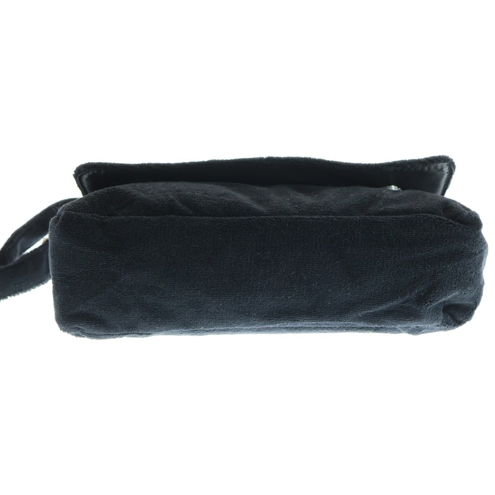 CHANEL(シャネル) ココマーク ロゴ パテントレザー パイル生地 ノベルティ ショルダーバッグ シルバー金具 ブラック