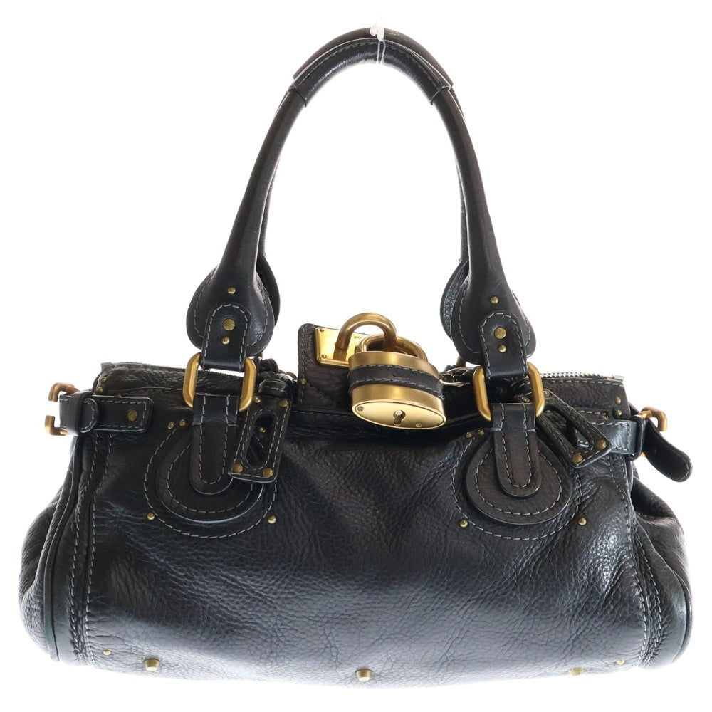 Chloe(クロエ) パディントン ハンドバッグ ブラック レザー ボストンバッグ ゴールド金具