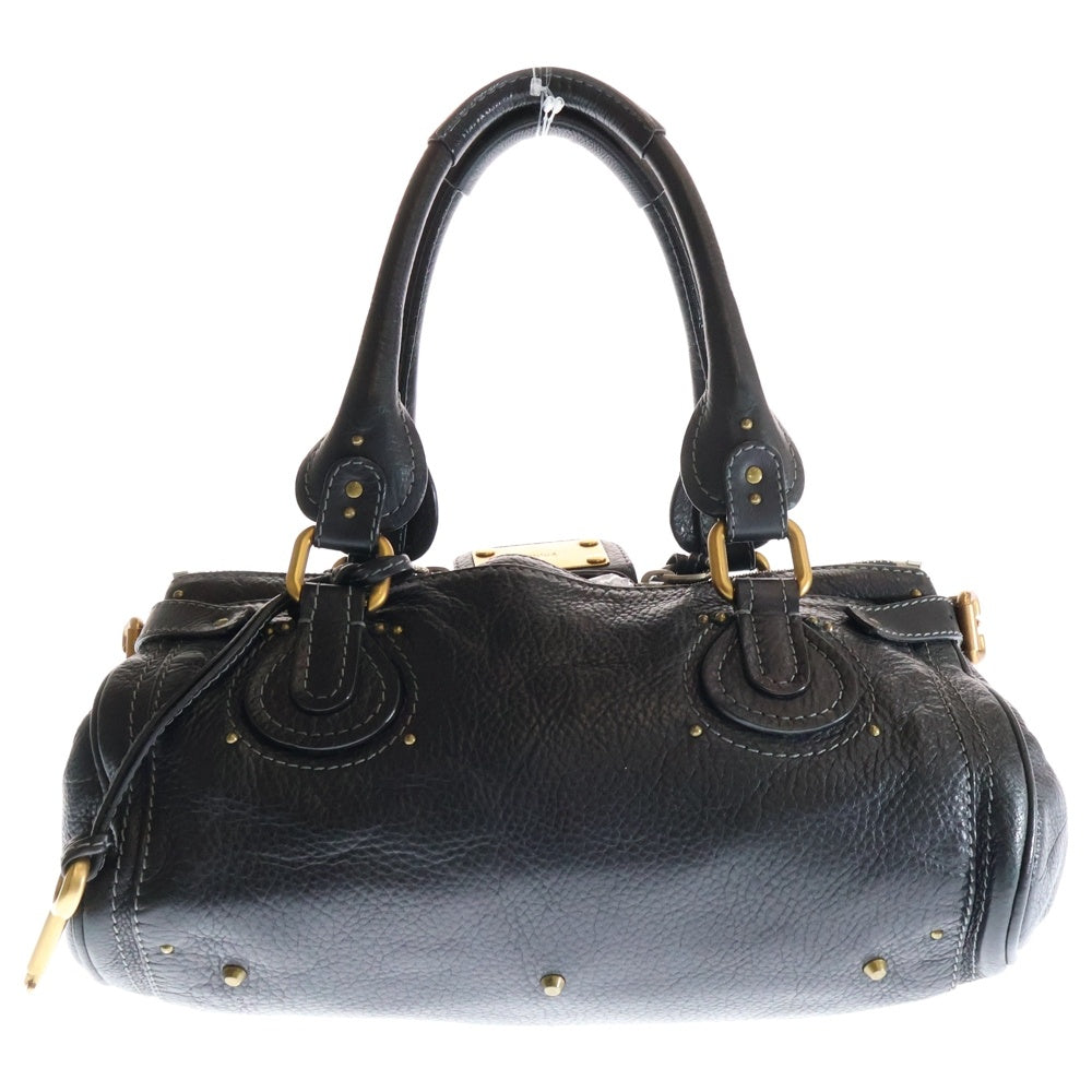 Chloe(クロエ) パディントン ハンドバッグ ブラック レザー ボストンバッグ ゴールド金具