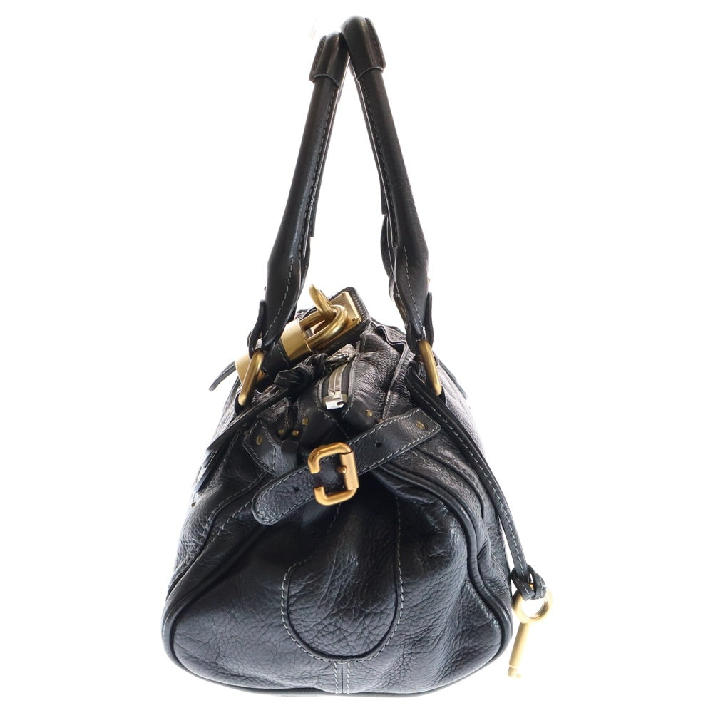 Chloe(クロエ) パディントン ハンドバッグ ブラック レザー ボストンバッグ ゴールド金具