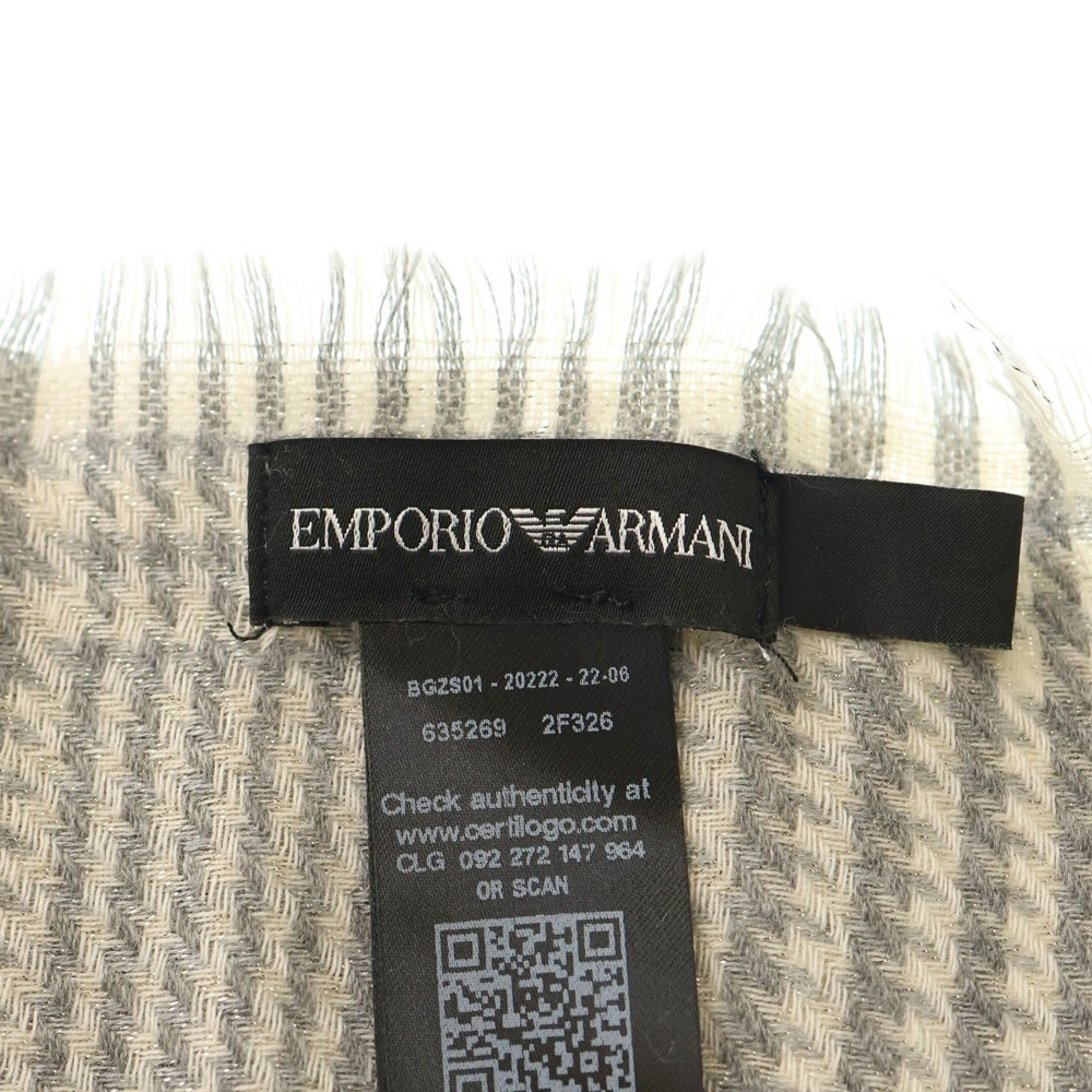 EMPORIO ARMANI(エンポリオアルマーニ) ストール マフラー チェック グレー ×ホワイト