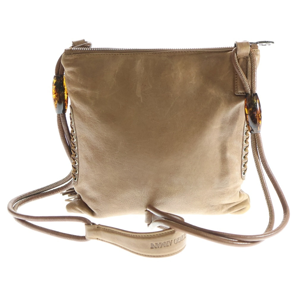 GIORGIO ARMANI(ジョルジオアルマーニ) ショルダーバッグ ショルダーポシェット ブラウン シルバー金具 レザー