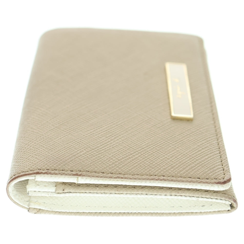 agnes b.(アニエスベー) カードケース 名刺入れ コインケース レザー ベージュ ゴールド金具