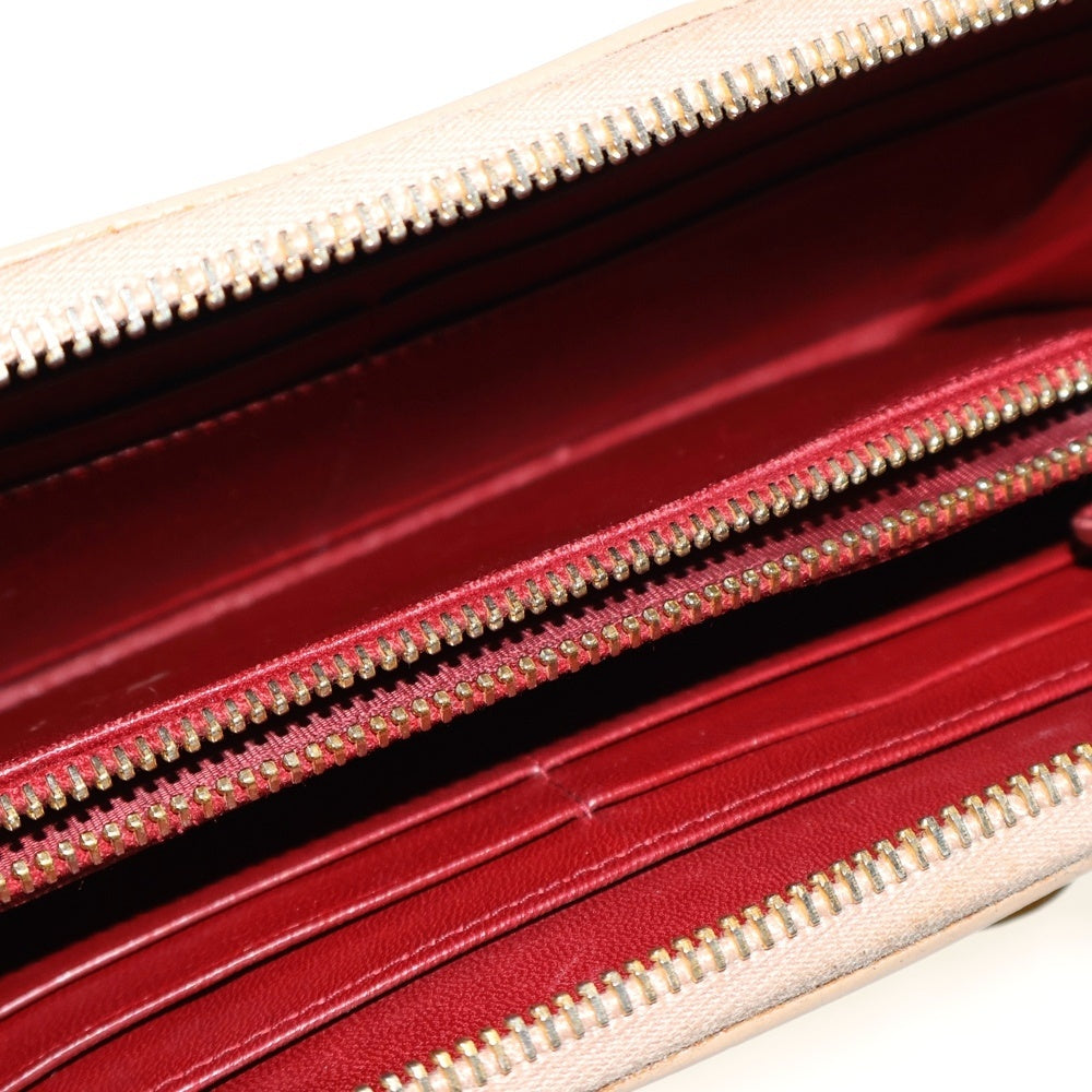 miumiu(ミュウミュウ) リボン ラウンドファスナー長財布 ロングウォレット イエロー パテント エナメル