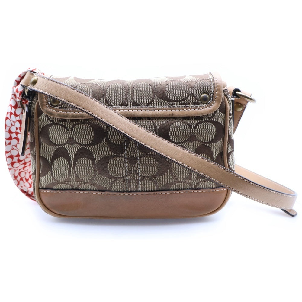 COACH(コーチ) ショルダーバッグ ミニバッグ ショルダーポシェット ベージュ レザー×キャンバス ゴールド金具