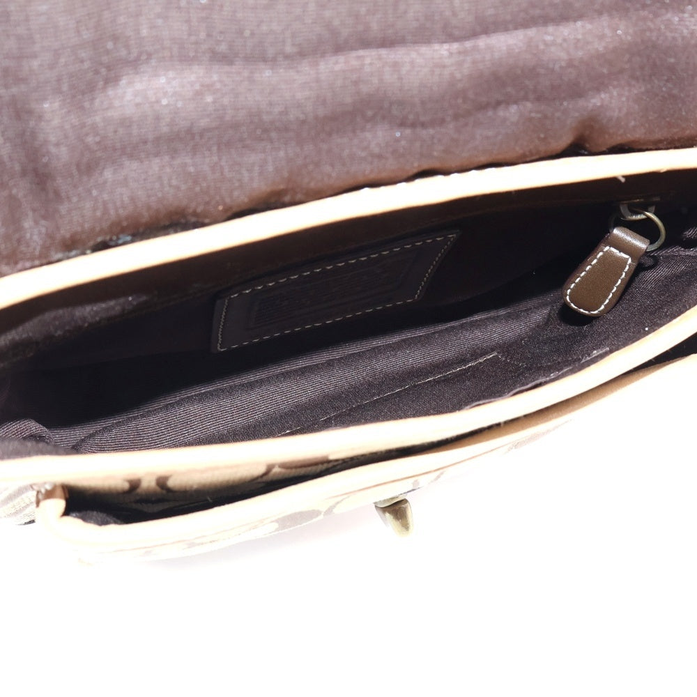 COACH(コーチ) ショルダーバッグ ミニバッグ ショルダーポシェット ベージュ レザー×キャンバス ゴールド金具