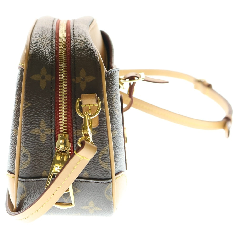 LOUIS VUITTON(ルイヴィトン) モノグラム ドーヴィルミニ ショルダーバッグ ミニバッグ ブラウン レザー×PVC ゴールド金具 M45528