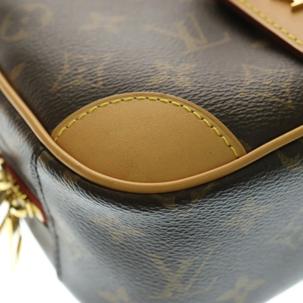 LOUIS VUITTON(ルイヴィトン) モノグラム ドーヴィルミニ ショルダーバッグ ミニバッグ ブラウン レザー×PVC ゴールド金具 M45528