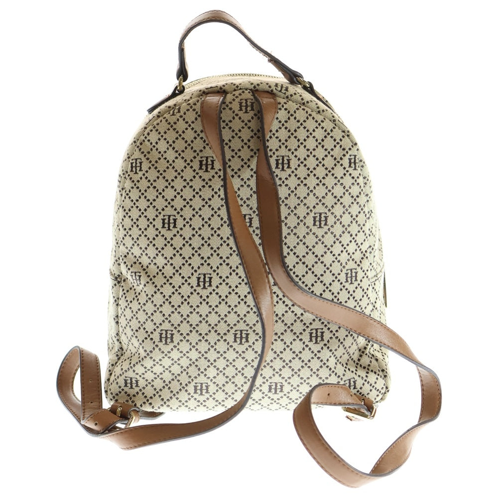TOMMY HILFIGER(トミーヒルフィガー) リュックサック ミニバッグ バックパック ショルダーバッグ アイボリー×レッド×ネイビー ゴールド金具 キャンバス