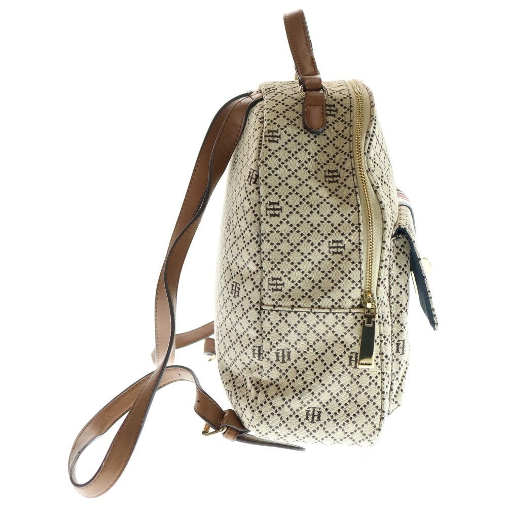 TOMMY HILFIGER(トミーヒルフィガー) リュックサック ミニバッグ バックパック ショルダーバッグ アイボリー×レッド×ネイビー ゴールド金具 キャンバス