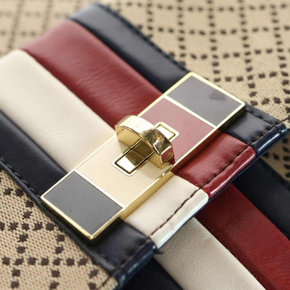 TOMMY HILFIGER(トミーヒルフィガー) リュックサック ミニバッグ バックパック ショルダーバッグ アイボリー×レッド×ネイビー ゴールド金具 キャンバス