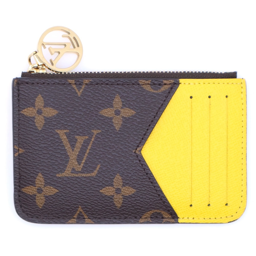 LOUIS VUITTON(ルイヴィトン) ポルトカルト ロミー モノグラム ジョーヌ PVC レザー ロゴプレート カード パス コイン フラグメントケース 小銭入れ ゴールド金具 ブラウン/イエロー M81882