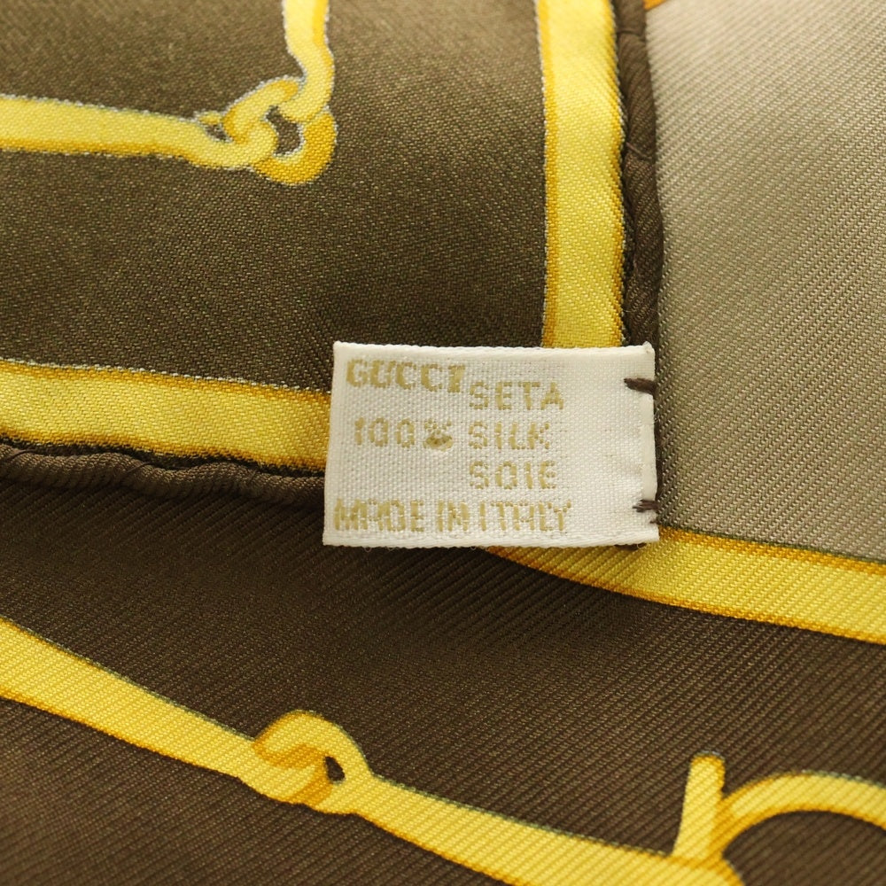 GUCCI(グッチ) ホースビット 金具柄 プリント シルクスカーフ ブラウン/ベージュ