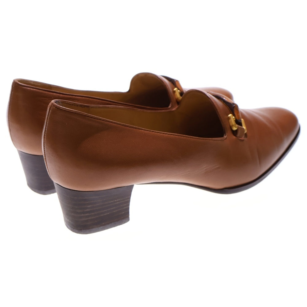 GUCCI(グッチ) バンブー ヒールローファー シューズ ブラウン レザー