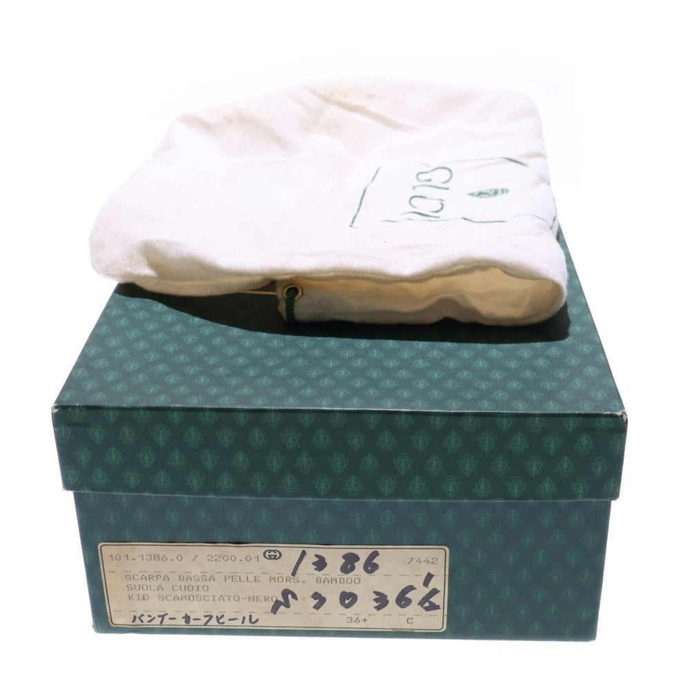 GUCCI(グッチ) バンブー ヒールローファー シューズ ブラウン レザー ゴールド金具