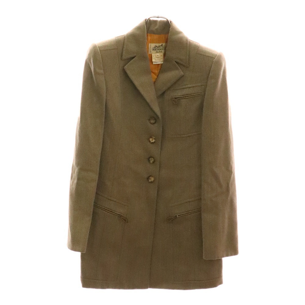 HERMES(エルメス) ウール 5B パネルデザイン テーラードジャケット ブラウン