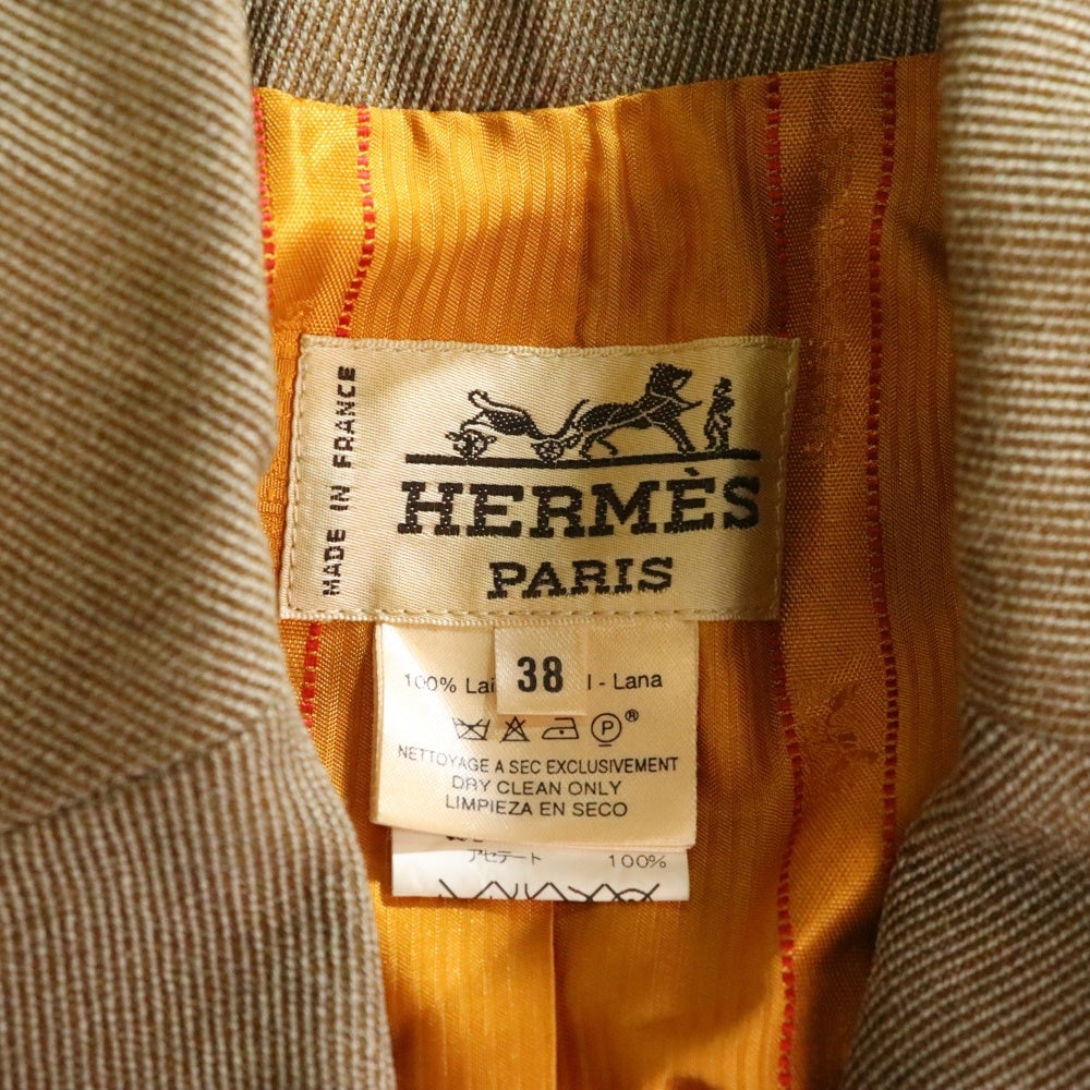 HERMES(エルメス) ウール 5B パネルデザイン テーラードジャケット ブラウン