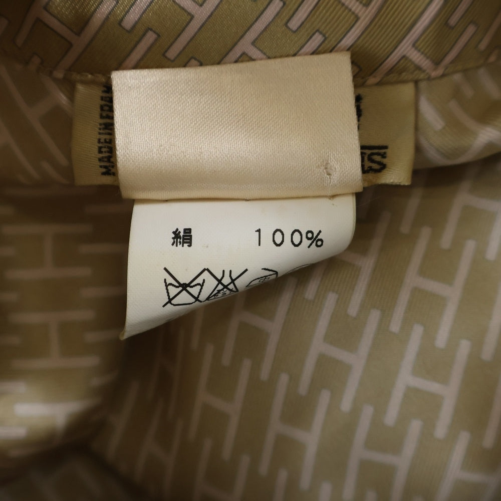 HERMES(エルメス) Hロゴ総柄プリント シルク 半袖シャツ ベージュ レディース