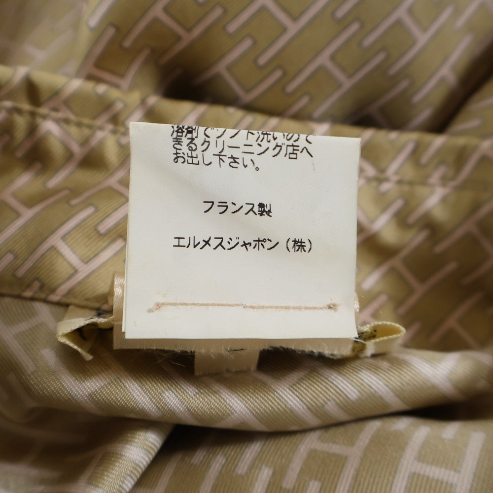 HERMES(エルメス) Hロゴ総柄プリント シルク 半袖シャツ ベージュ レディース