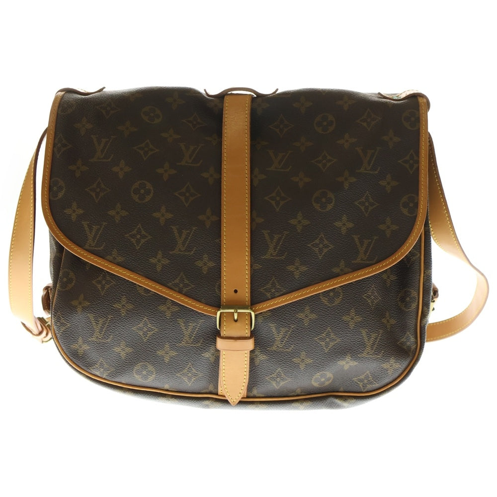 LOUIS VUITTON(ルイヴィトン) ソミュール35 モノグラム PVC レザー ショルダーバッグ ゴールド金具 ブラウン M42254