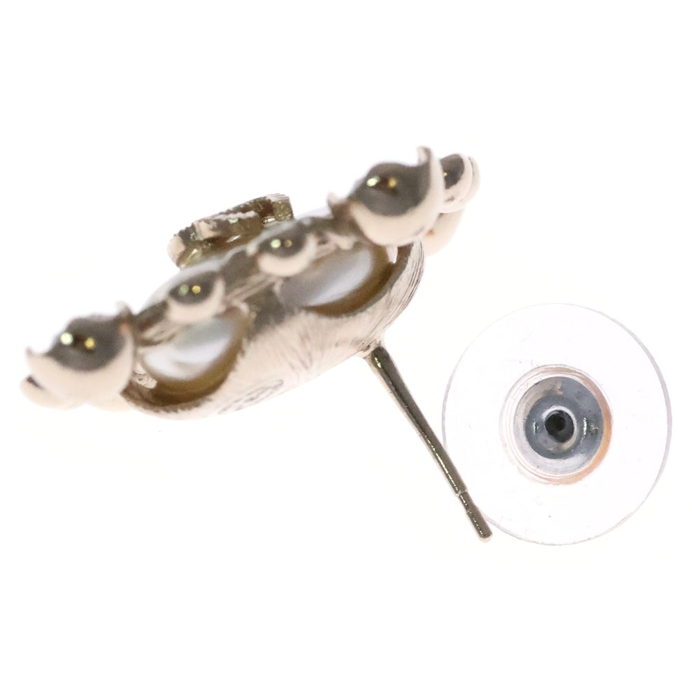 CHANEL(シャネル) ココマーク ラインストーン ピアス ホワイト×ゴールド B19C