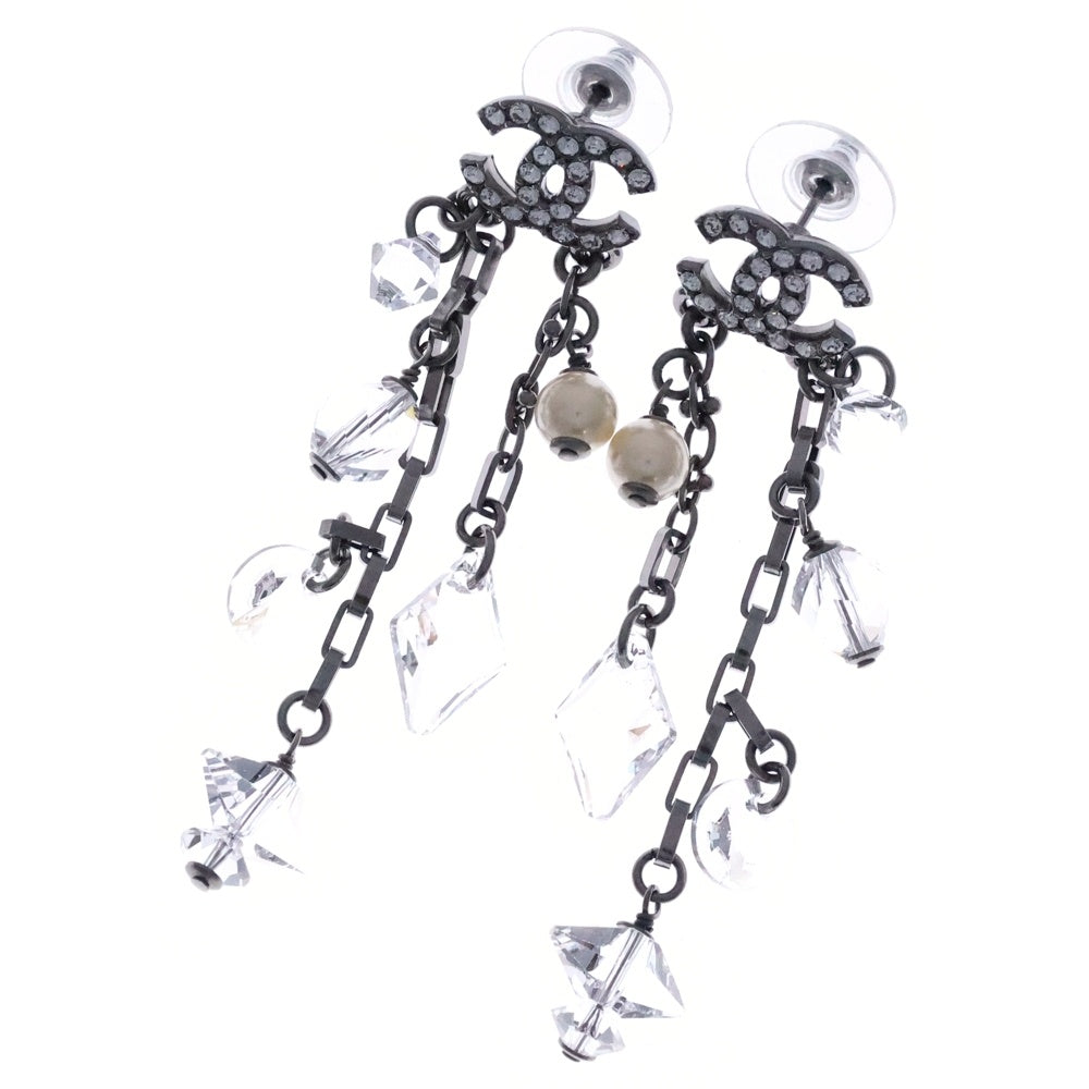 CHANEL(シャネル) ココマーク ラインストーン スイングピアス シルバー C19B