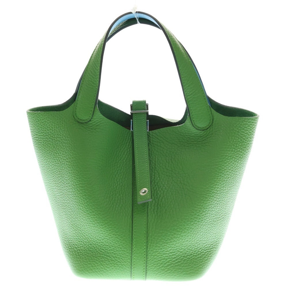 HERMES(エルメス) ピコタンロック エクラ トリヨンクレマンス レザーハンドバッグ ヴェールユッカ/セレスト グリーン/ブルー SV金具 W刻印