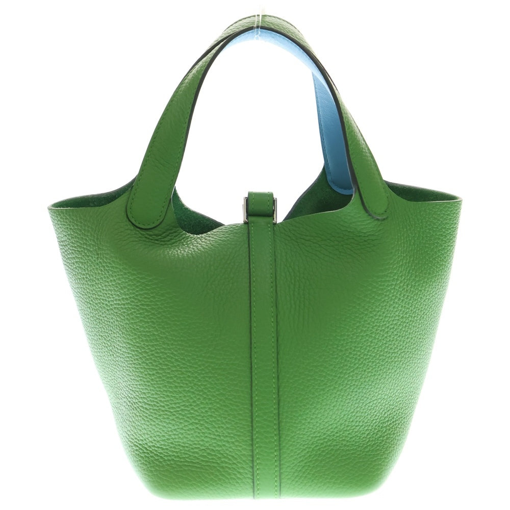 HERMES(エルメス) ピコタンロック エクラ トリヨンクレマンス レザーハンドバッグ ヴェールユッカ/セレスト グリーン/ブルー SV金具 W刻印