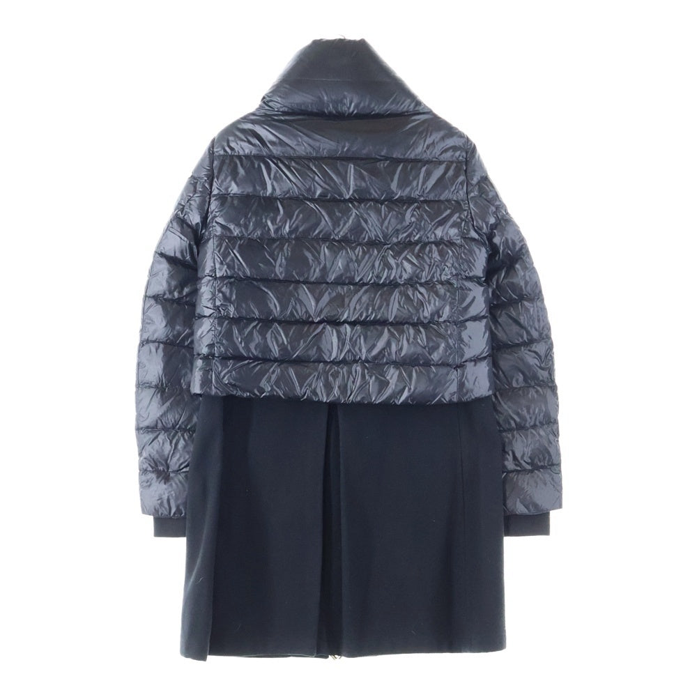HERNO(ヘルノ) レイヤードデザイン ウール切り替え ジップアップ ダウン ロング ジャケット ブラック レディース