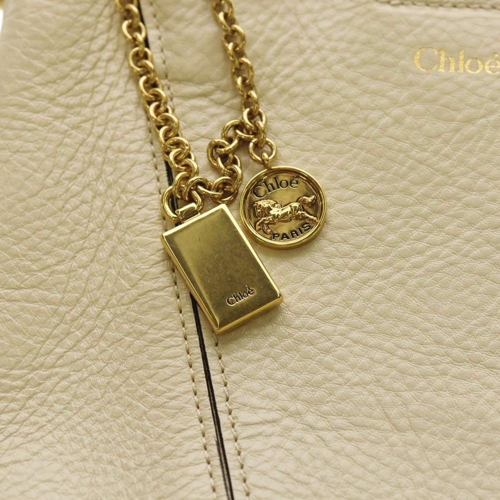 Chloe(クロエ) Spin スピン スモール レザー 2WAY ハンド ショルダーバッグ ゴールド金具 ベージュ