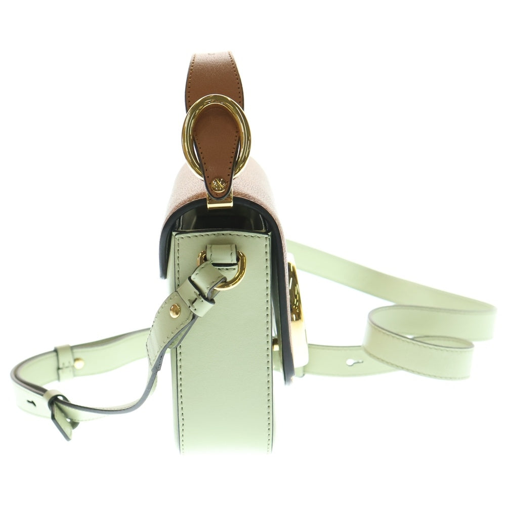 Chloe(クロエ) クロエC ロゴプレート コンビレザー 2WAY ハンド ショルダーバッグ ゴールド金具 ブラウン/ライトグリーン