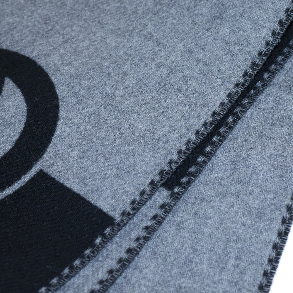 GUCCI(グッチ) インターロッキングG マフラー ブラック×グレー ウール×カシミヤ 715497