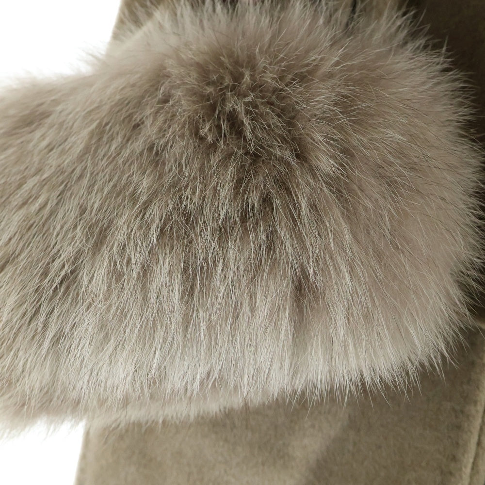 MaxMara(マックスマーラ) カシミヤ混 ウール ファー ステンカラー ロングコート ベージュ レディース