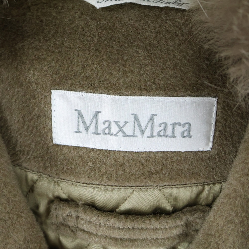 MaxMara(マックスマーラ) カシミヤ混 ウール ファー ステンカラー ロングコート ベージュ レディース
