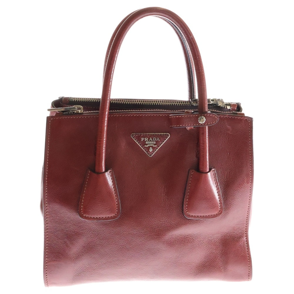 PRADA(プラダ) トライアングルプレート 2WAYレザーショルダー ハンドバッグ ショルダー レッド B2625M