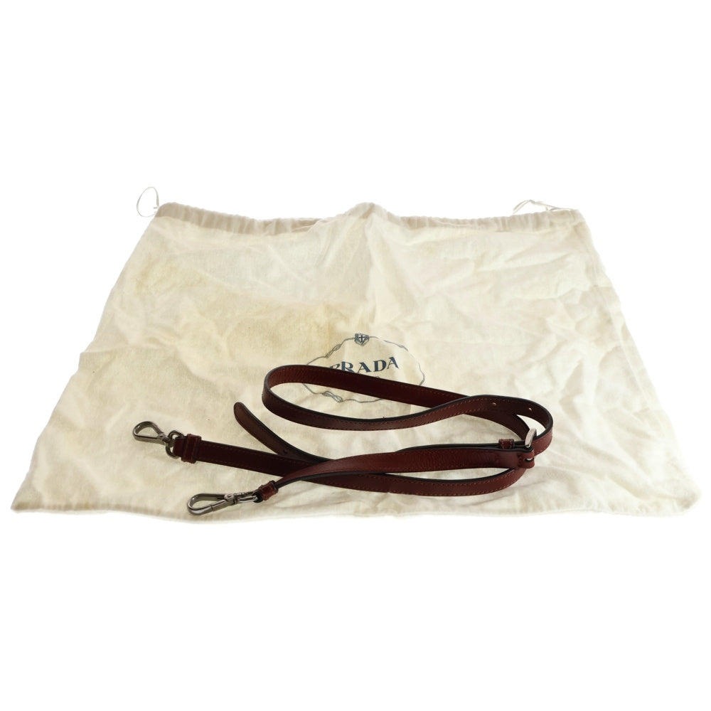 PRADA(プラダ) トライアングルプレート 2WAYレザーショルダー ハンドバッグ ショルダー レッド B2625M