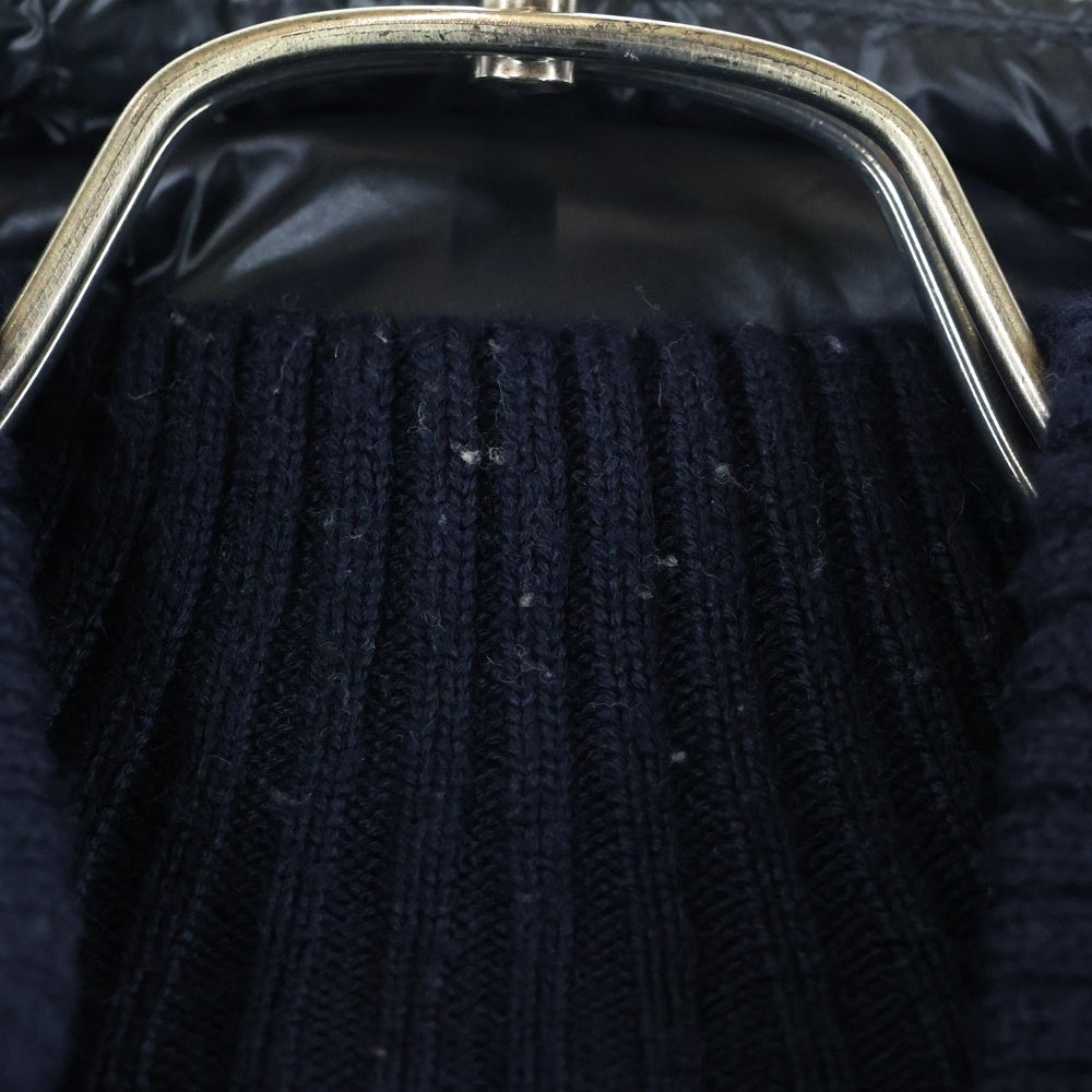 MONCLER(モンクレール) 14AW ニット切り替え ワッペンロゴ フーデッド ジップアップ ダウンジャケット ネイビー 420919436900 94111