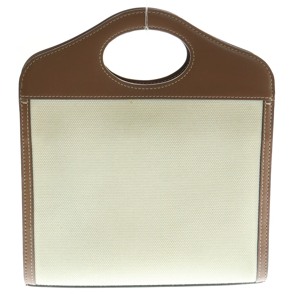 BURBERRY(バーバリー) ポケットバッグ 2wayハンドバッグ ショルダーバッグ アイボリー×ブラウン キャンバス×レザー 8039361