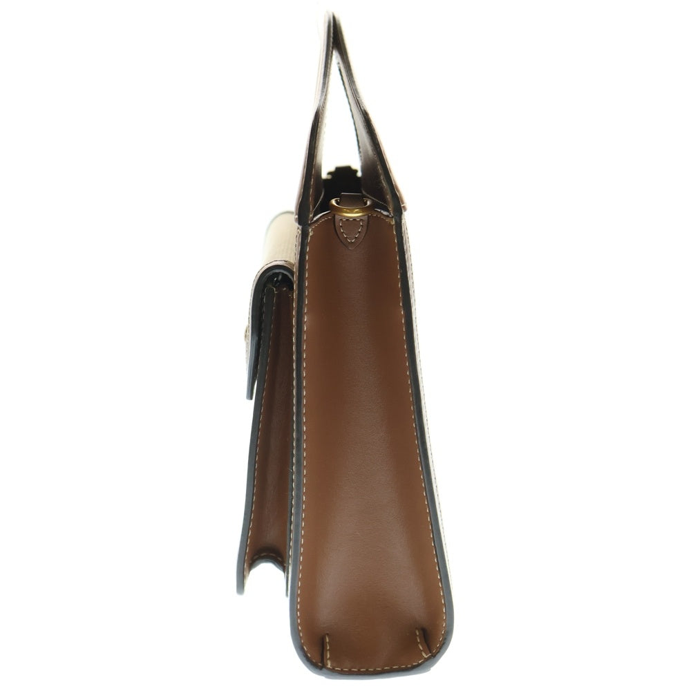 BURBERRY(バーバリー) ポケットバッグ 2wayハンドバッグ ショルダーバッグ アイボリー×ブラウン キャンバス×レザー 8039361