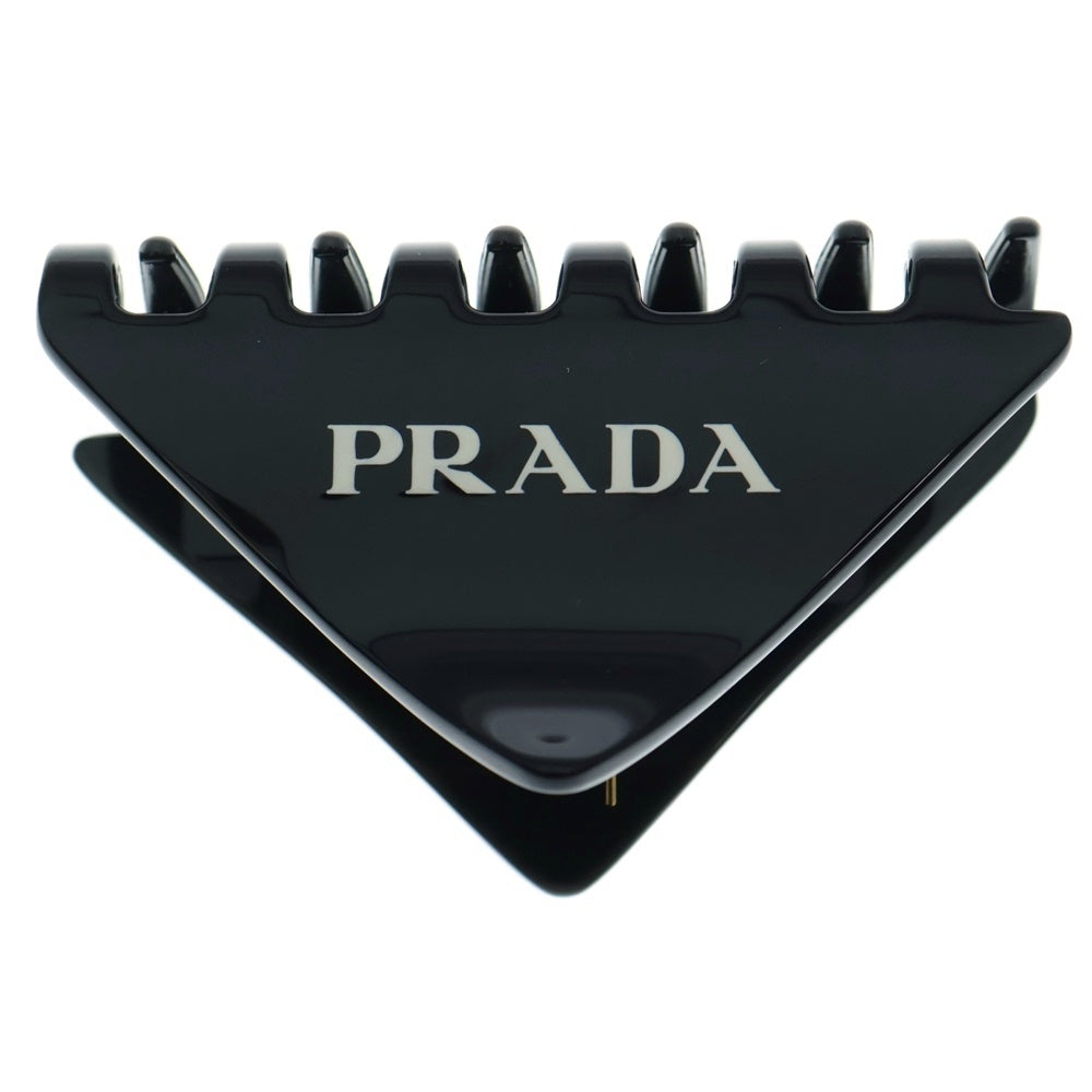 PRADA(プラダ) プレックス ロゴ トライアングル ヘアクリップ バレッタ ブラック 1IF109